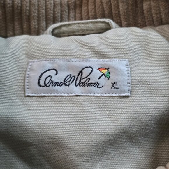 VTG Arnold Palmer Chore Coat Men XL Beige LS Quilt Lined Twill Cotton Zip Jacket - Picture 3 of 16